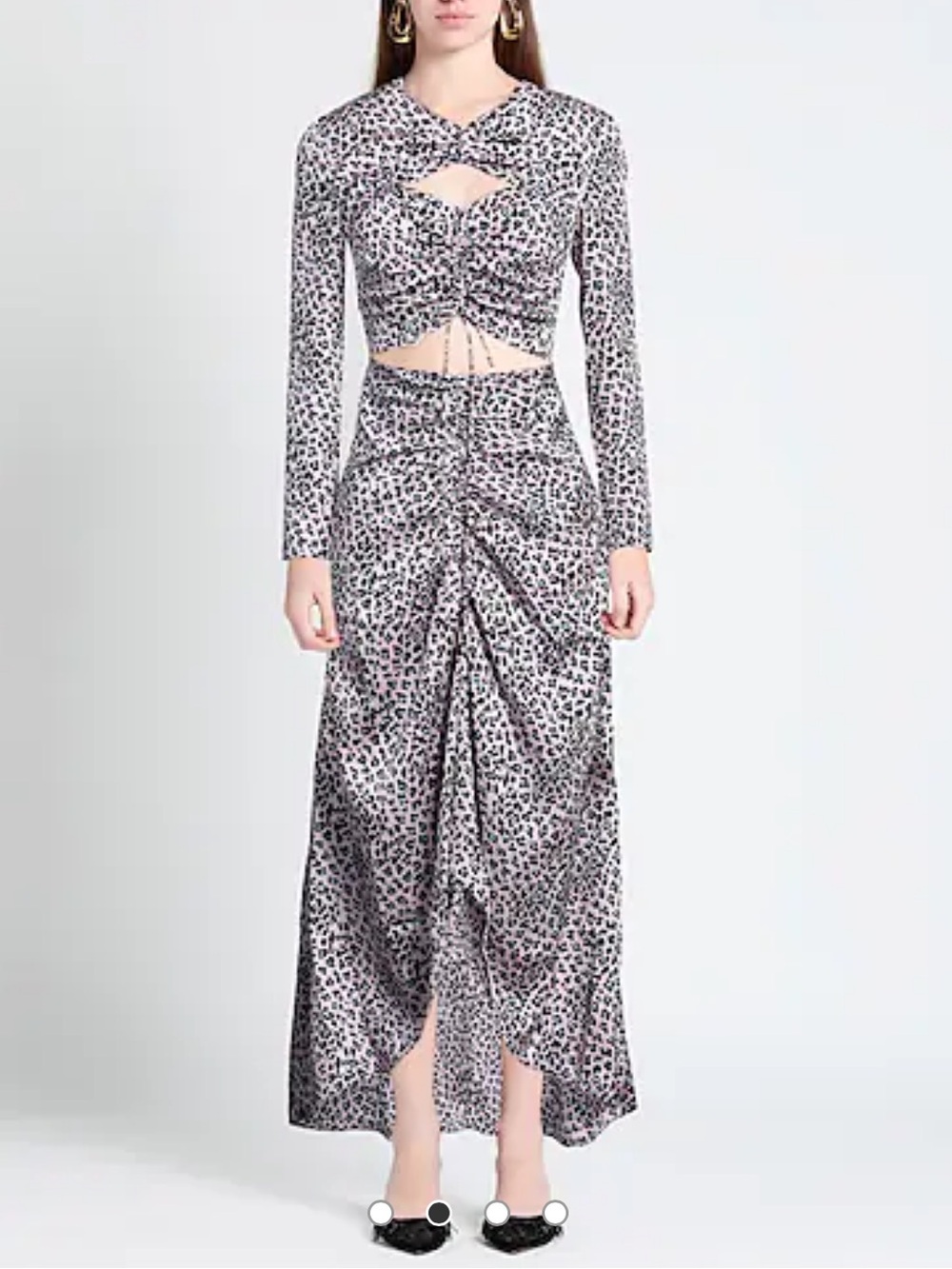 Maje Pink and Black Leopard-Print Maxi Dress